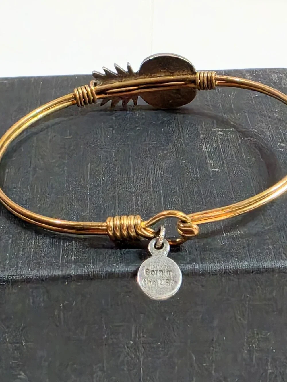 Luca + Danni Pineapple Bangle Bracelet, Wire Wrapped Gold Tone Tropical Charm
